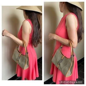 Gucci Jackie Khaki Canvas Leather Small Handbag